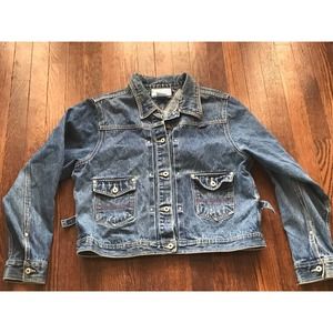 Vtg LA Blues Denim Jean jacket Womens Size XL Button Blue Pockets Casual 90s Y2K
